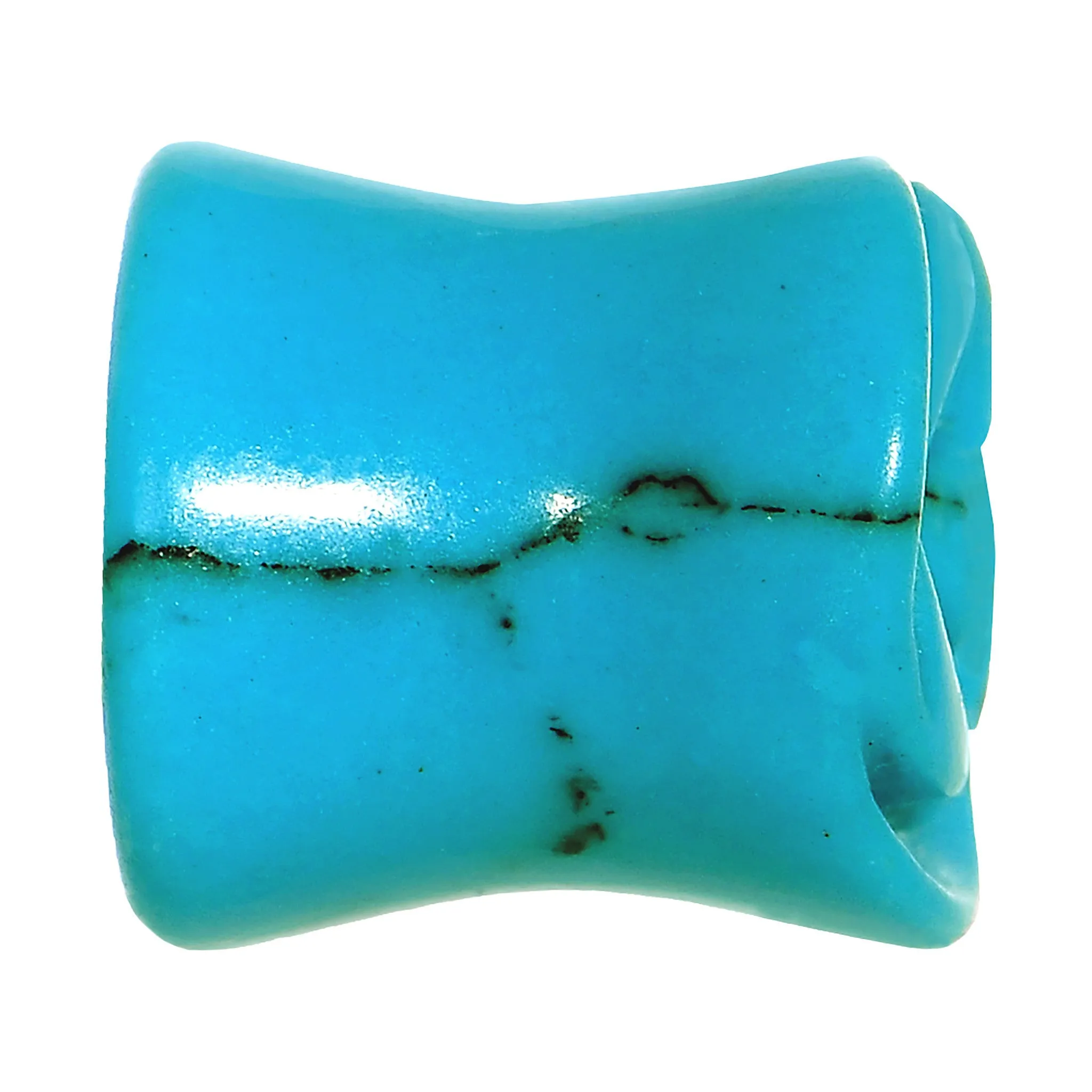 00 Gauge Natural Blue Turquoise Blooming Flower Stone Saddle Plug