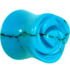 00 Gauge Natural Blue Turquoise Blooming Flower Stone Saddle Plug