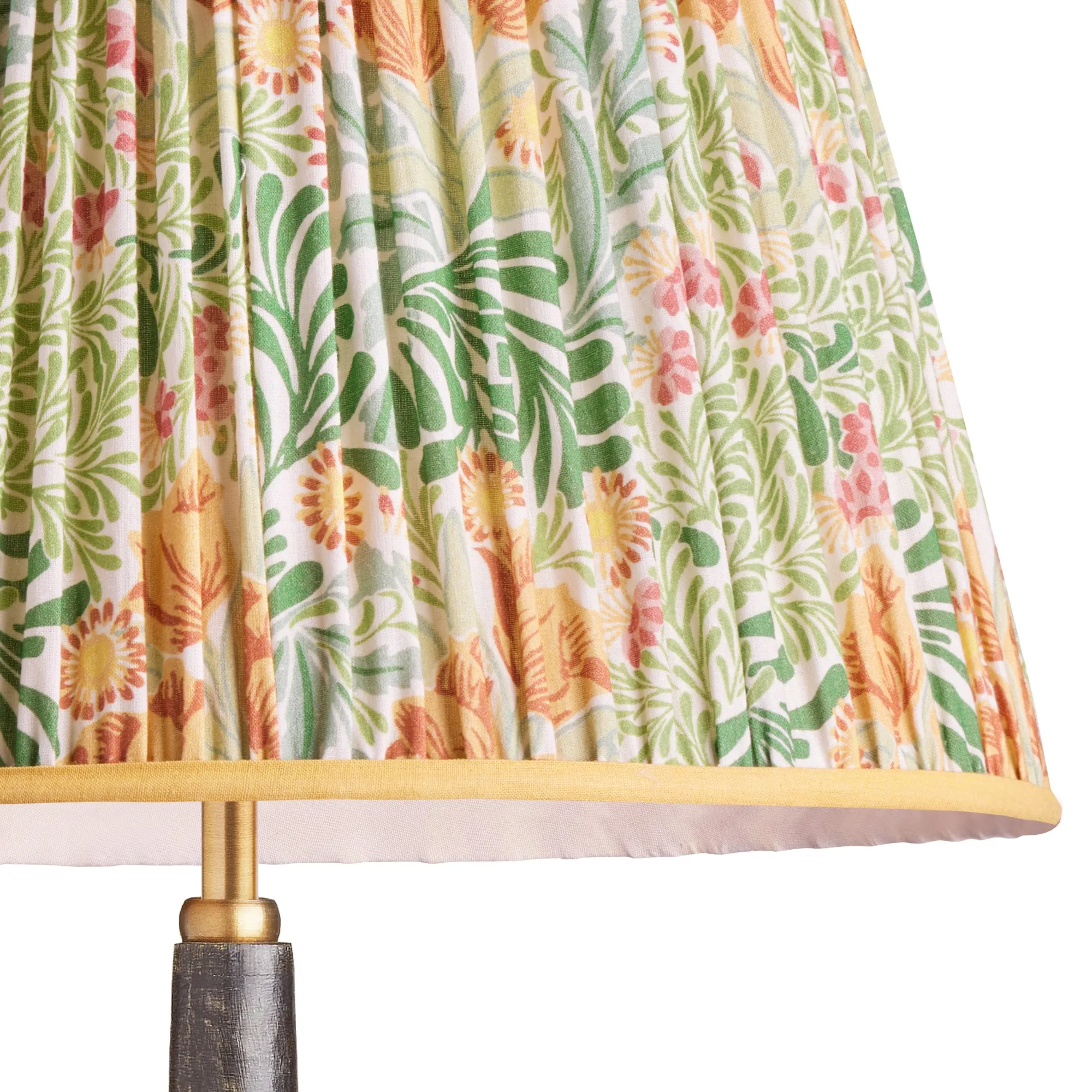 14cm tall tapered shade in herball and weld Bower printed cotton by Morris & Co.