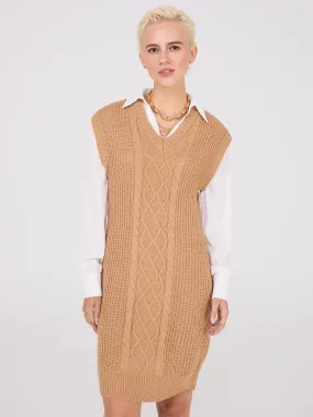 2-Fer Cable Knit Sweater Vest Dress