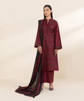 3 Piece - Embroidered Cotton Suit