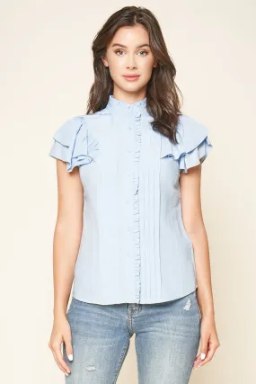 A Plus Ruffled Pintuck Blouse