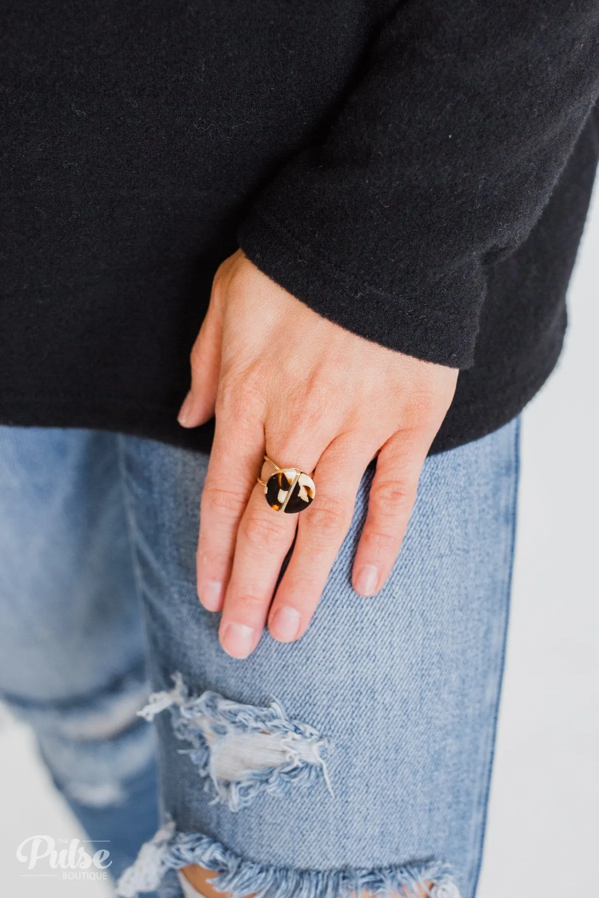 Adjustable Gold Ring- Coffee