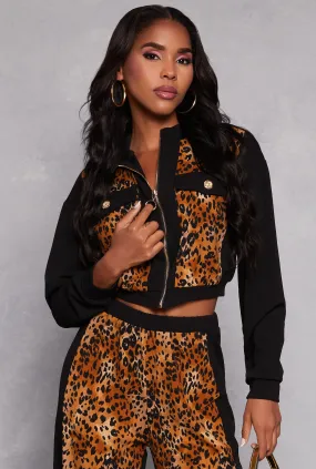 Animal Print Zip Front Jacket