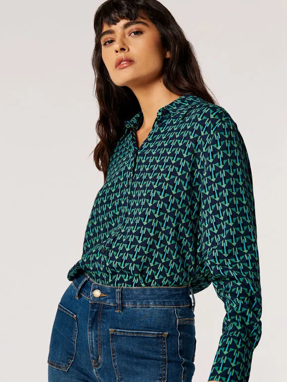 Apricot Geo Print Shirt