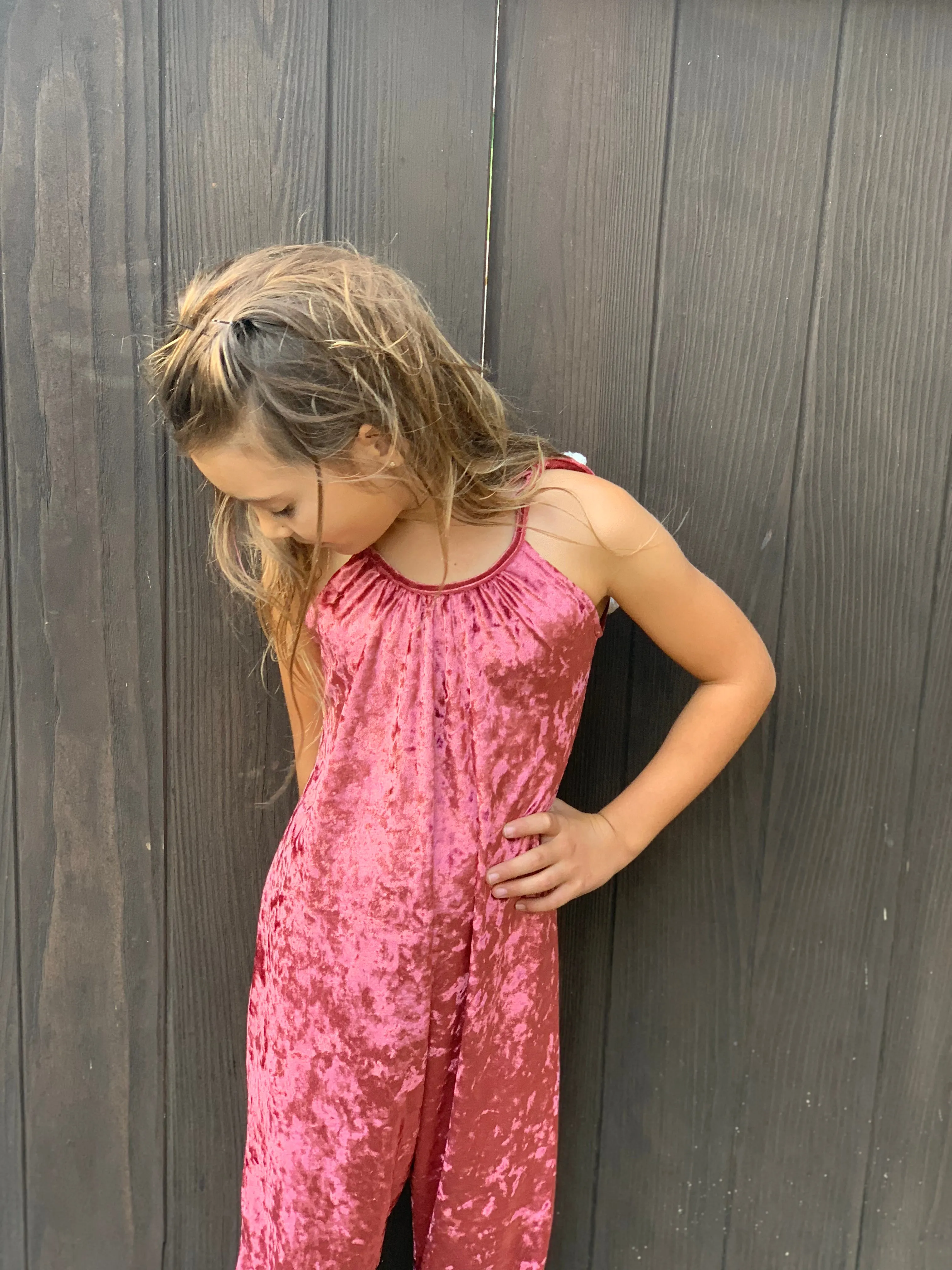 Baby & Girls Soft Velvet Jumper | Rose Wood