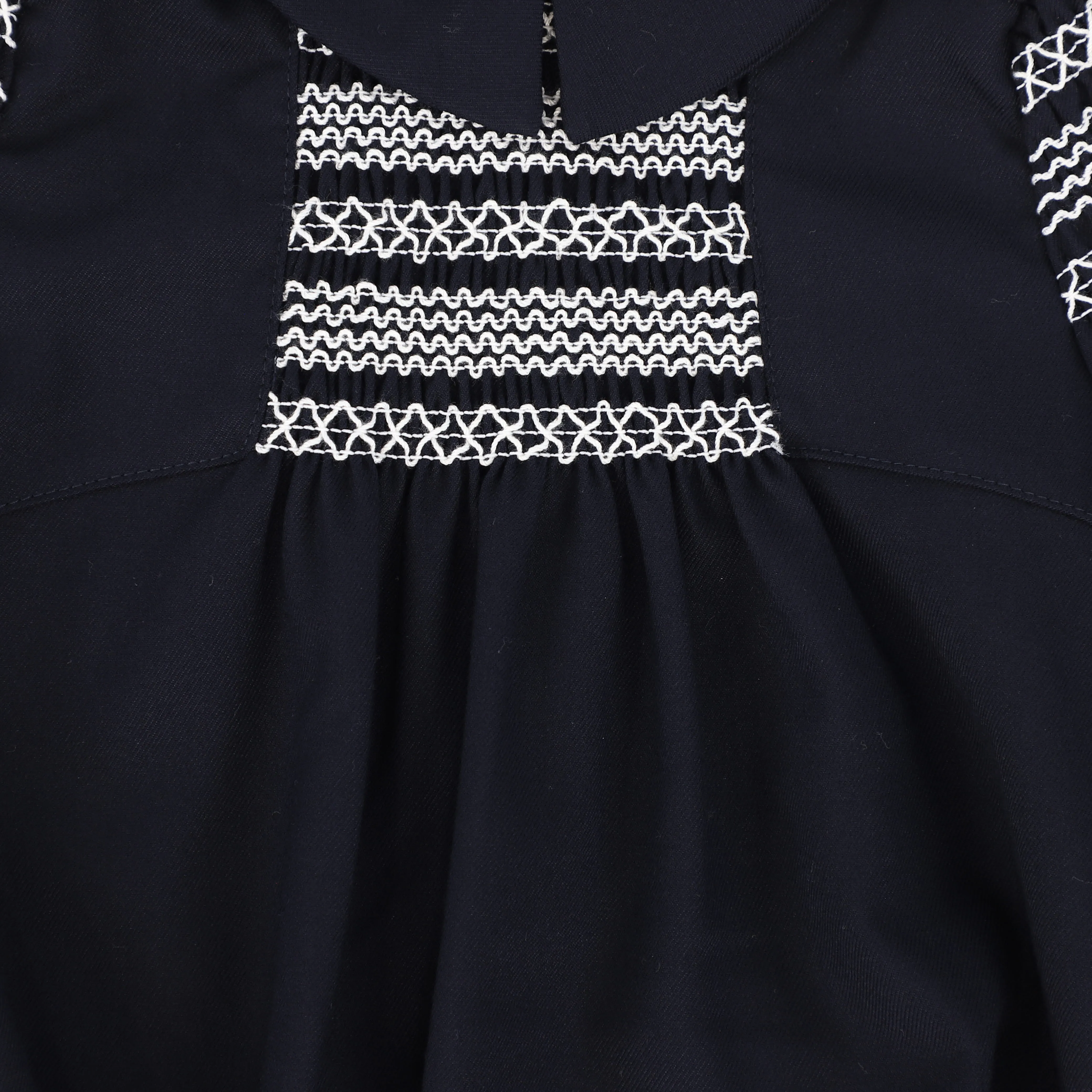 Bamboo Navy Smocked Collar Romper