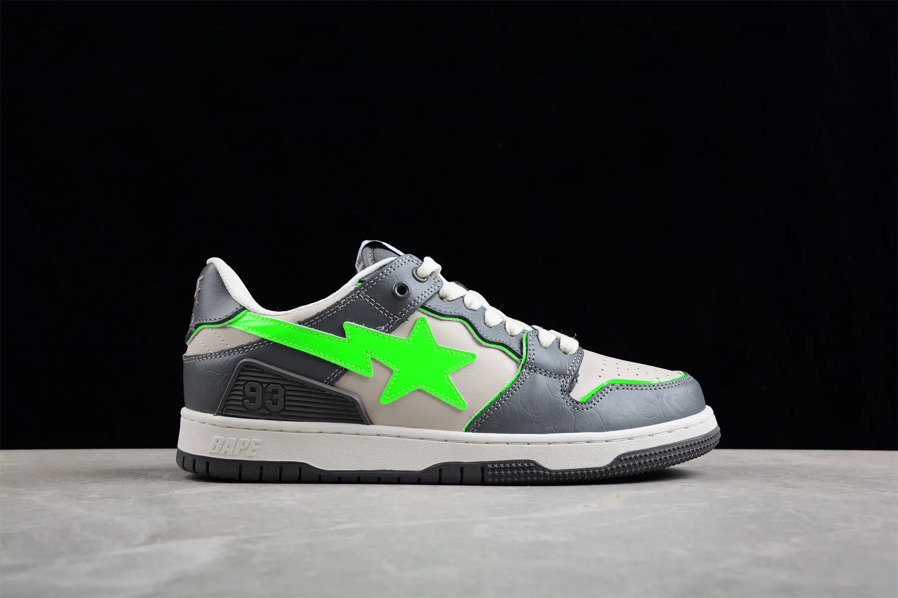 BAPE STA Low-Top Sneakers in Grey and Neon Green