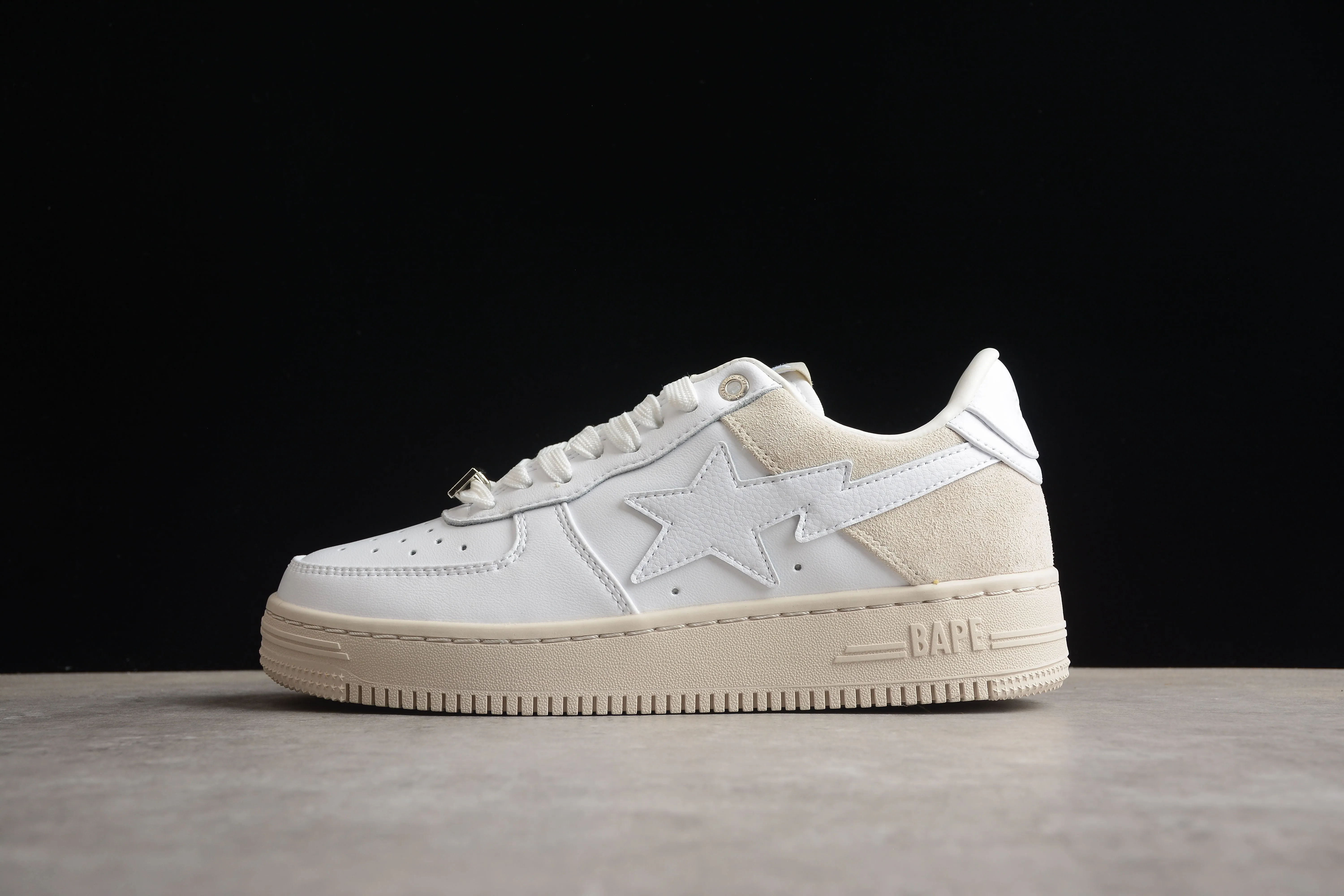 BAPE STA Low-Top Sneakers in White and Cream