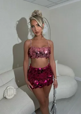 Best Dressed Disc Sequin Two Piece - Pink