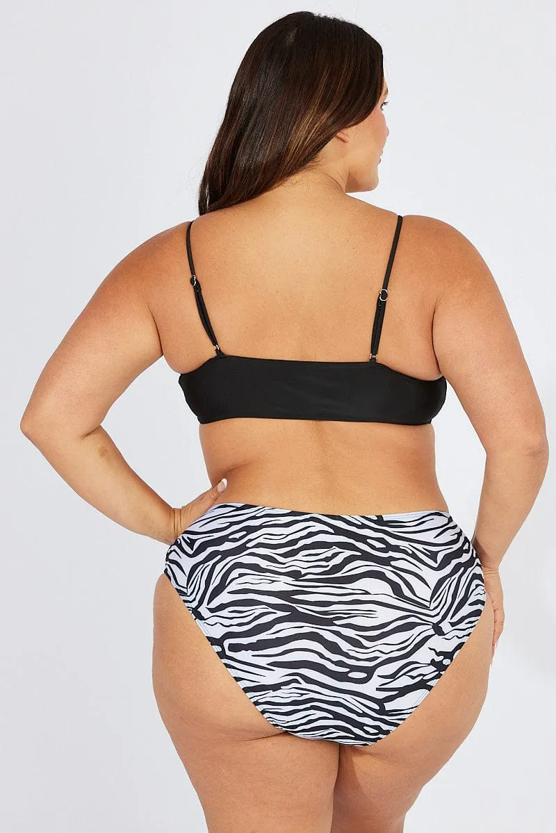 Black Animal Print Cut Out Bikini Set