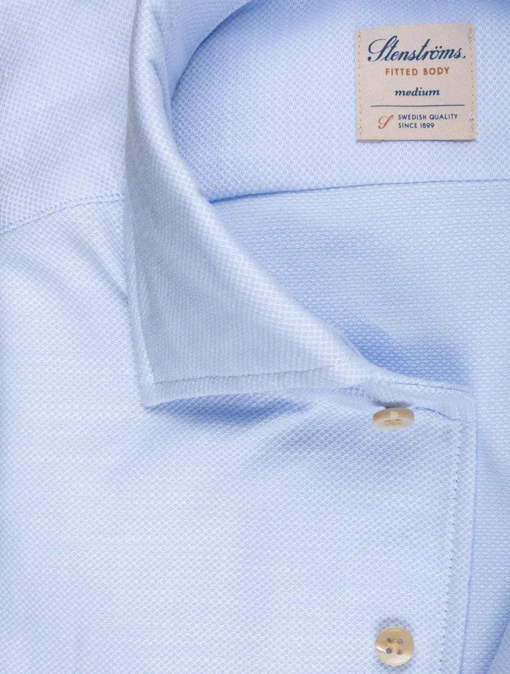 Blue Pique Fitted Body Shirt