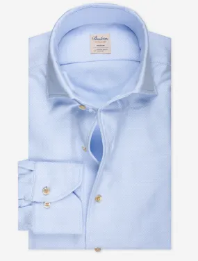 Blue Pique Fitted Body Shirt