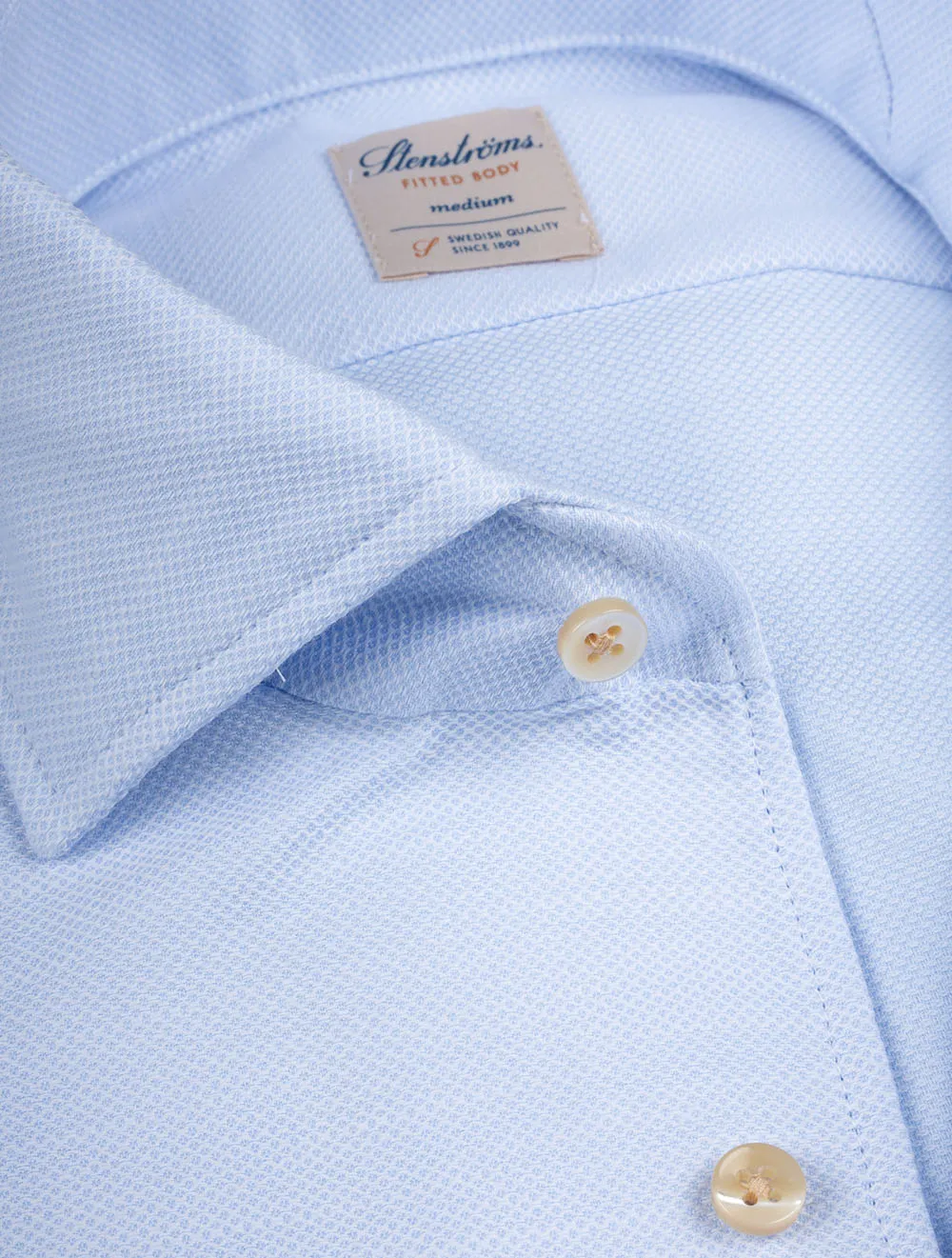 Blue Pique Fitted Body Shirt