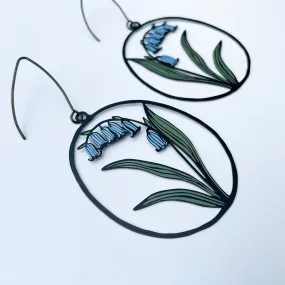 Bluebell Earrings - Black, Blue & Sage