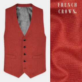 Brick Red Textured Waistcoat