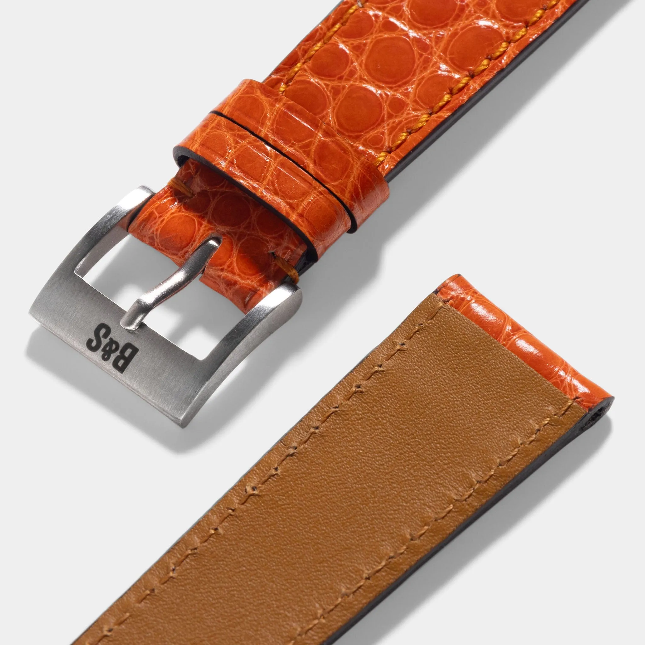 Brilliant Orange Alligator Leather Watch Strap