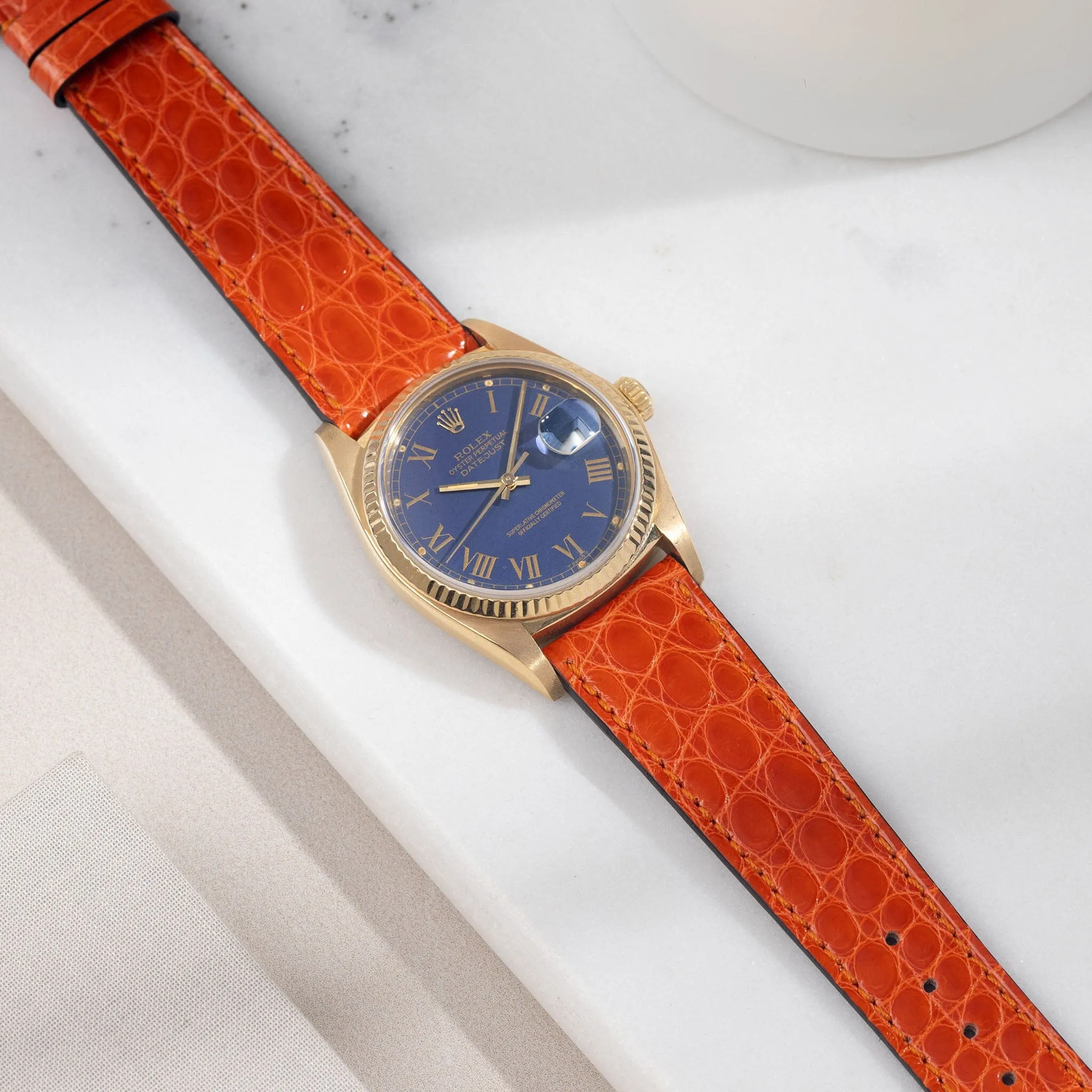 Brilliant Orange Alligator Leather Watch Strap