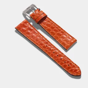 Brilliant Orange Alligator Leather Watch Strap