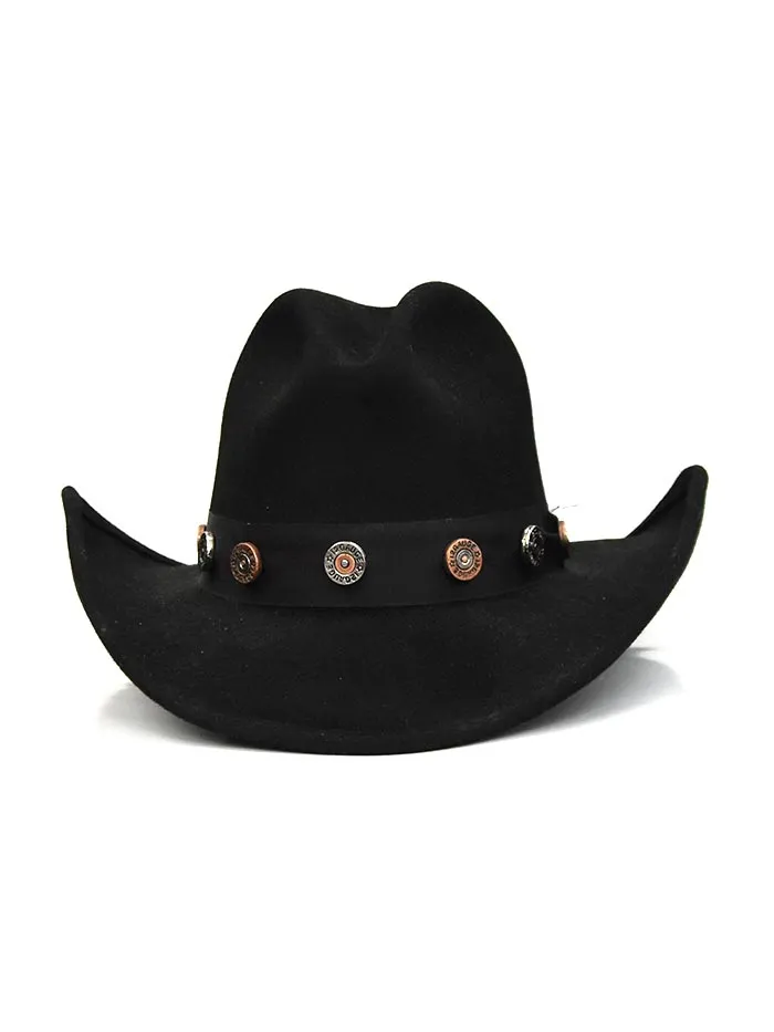 Bullhide SHOTGUN 0767BL Western Wool Hat With Concho Hatband Black