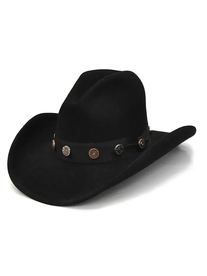 Bullhide SHOTGUN 0767BL Western Wool Hat With Concho Hatband Black