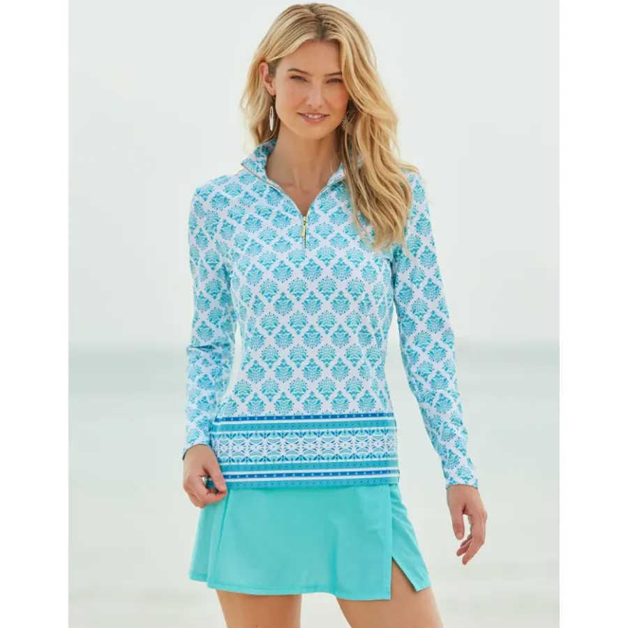 Cabana Life Performance Zip Top 594-AC-1017 - Amalfi Coast Aqua