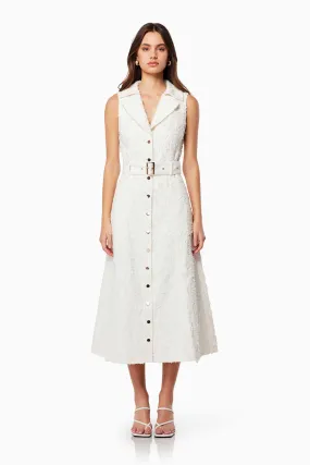 Caring Collared Maxi Dress In White