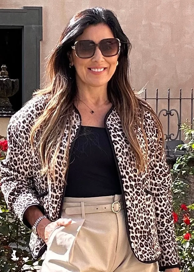 Cassie Leopard Print Quilted Jacket