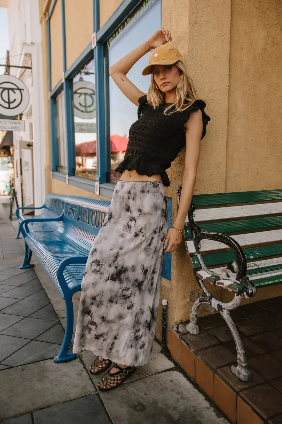 Chandler Abstract Maxi Skirt in Grey