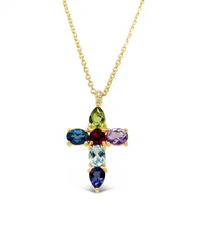 Chromatic Diamond Cross Necklace