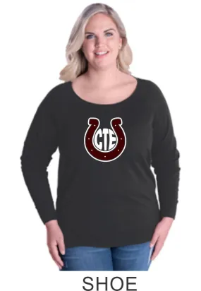 CTE Curvy Ladies Slouchy Pullover in 4 New Designs- Matte or Glitter