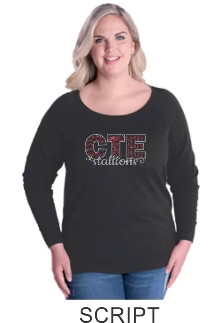 CTE Curvy Ladies Slouchy Pullover in 4 New Designs- Matte or Glitter