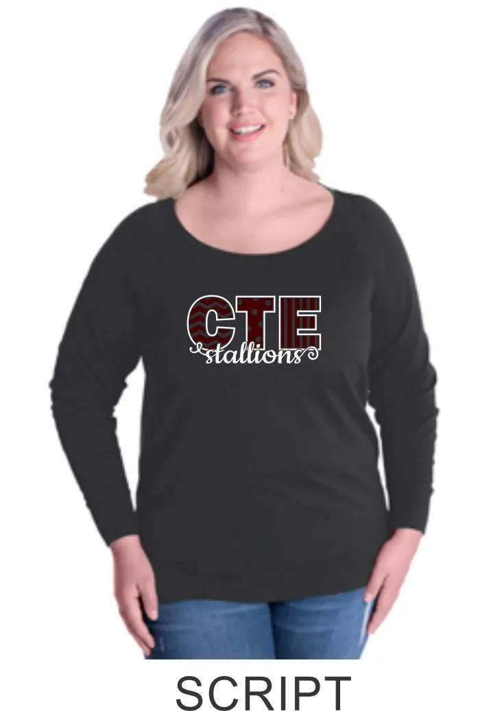 CTE Curvy Ladies Slouchy Pullover in 4 New Designs- Matte or Glitter