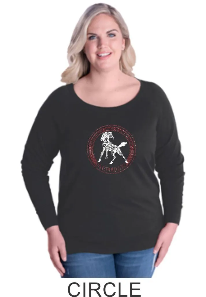 CTE Curvy Ladies Slouchy Pullover in 4 New Designs- Matte or Glitter