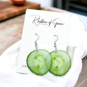 Cucumber Earrings - Cucumber Jewelry, Veggie Earrings, Handmade Jewelry, Food Earrings, Vegetable