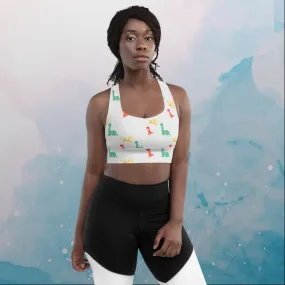 Cute Dinos Longline Sports Bra