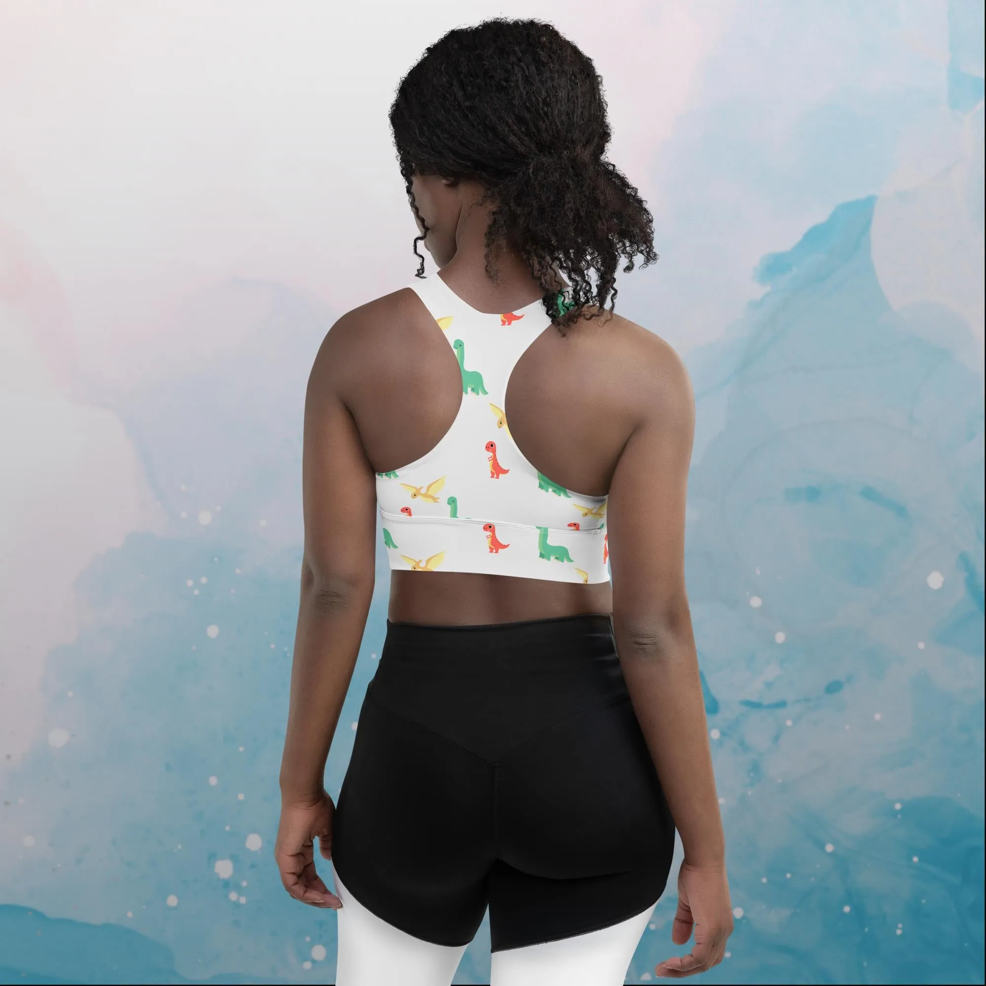 Cute Dinos Longline Sports Bra