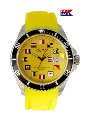 Del Mar Watches Men's and Youth Sportstrap: Yellow Nautical Face, 46mm x 40mm, 100m Water Resistant #50379