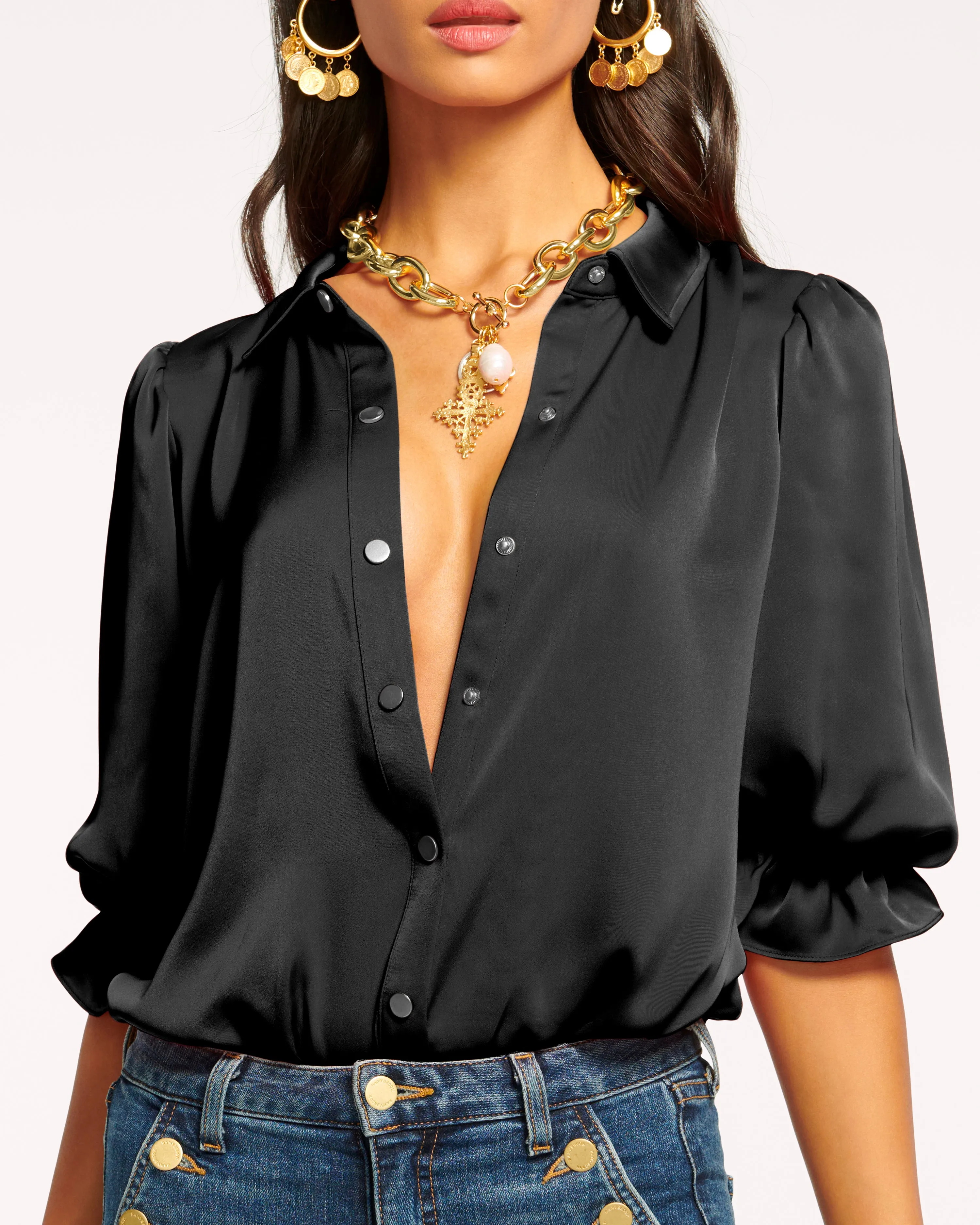 Dina Button Down Bodysuit