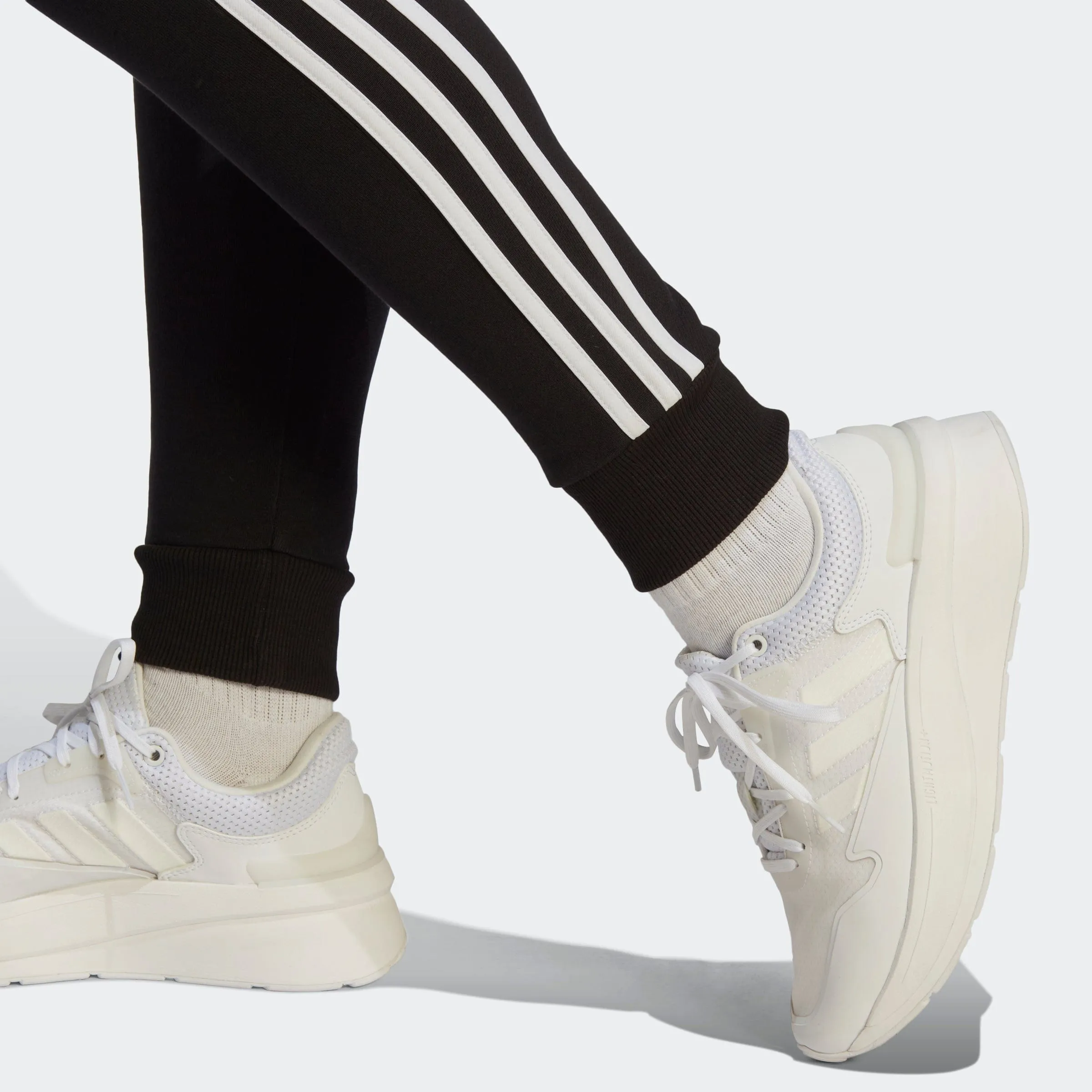 ESSENTIALS 3-STRIPES FRENCH TERRY CUFFED PANTS