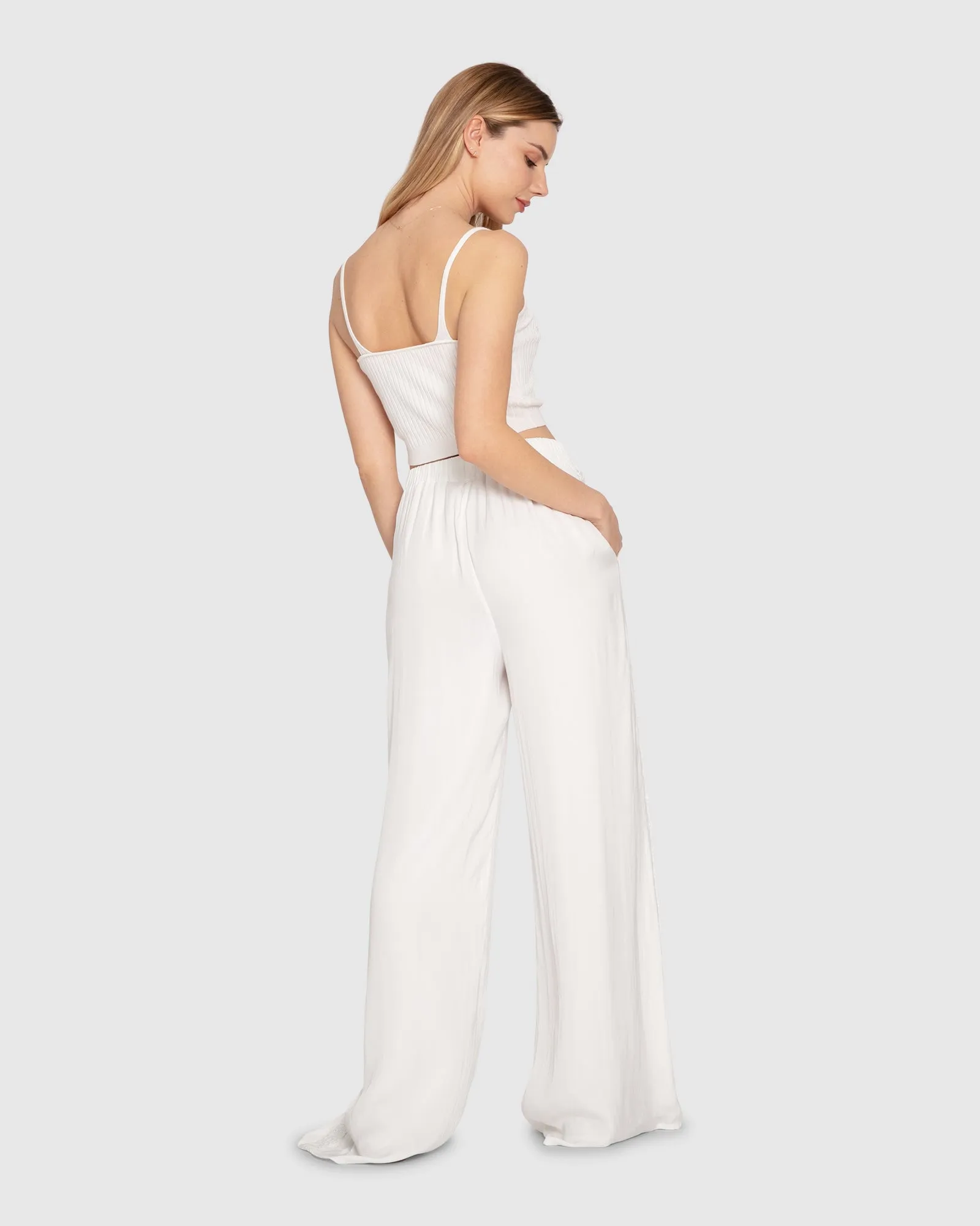 Everywhere All At Once Wide Leg Pant - White