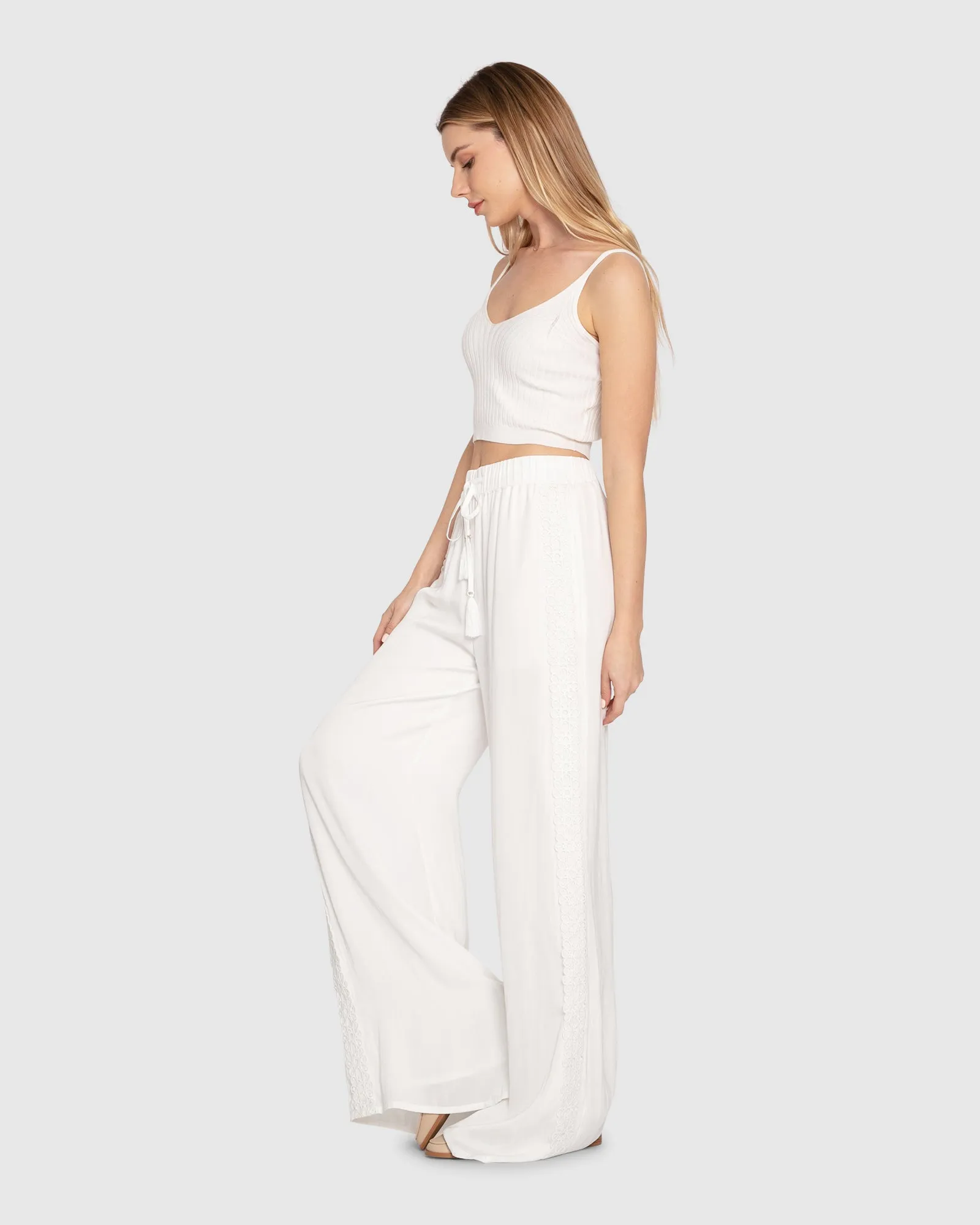 Everywhere All At Once Wide Leg Pant - White