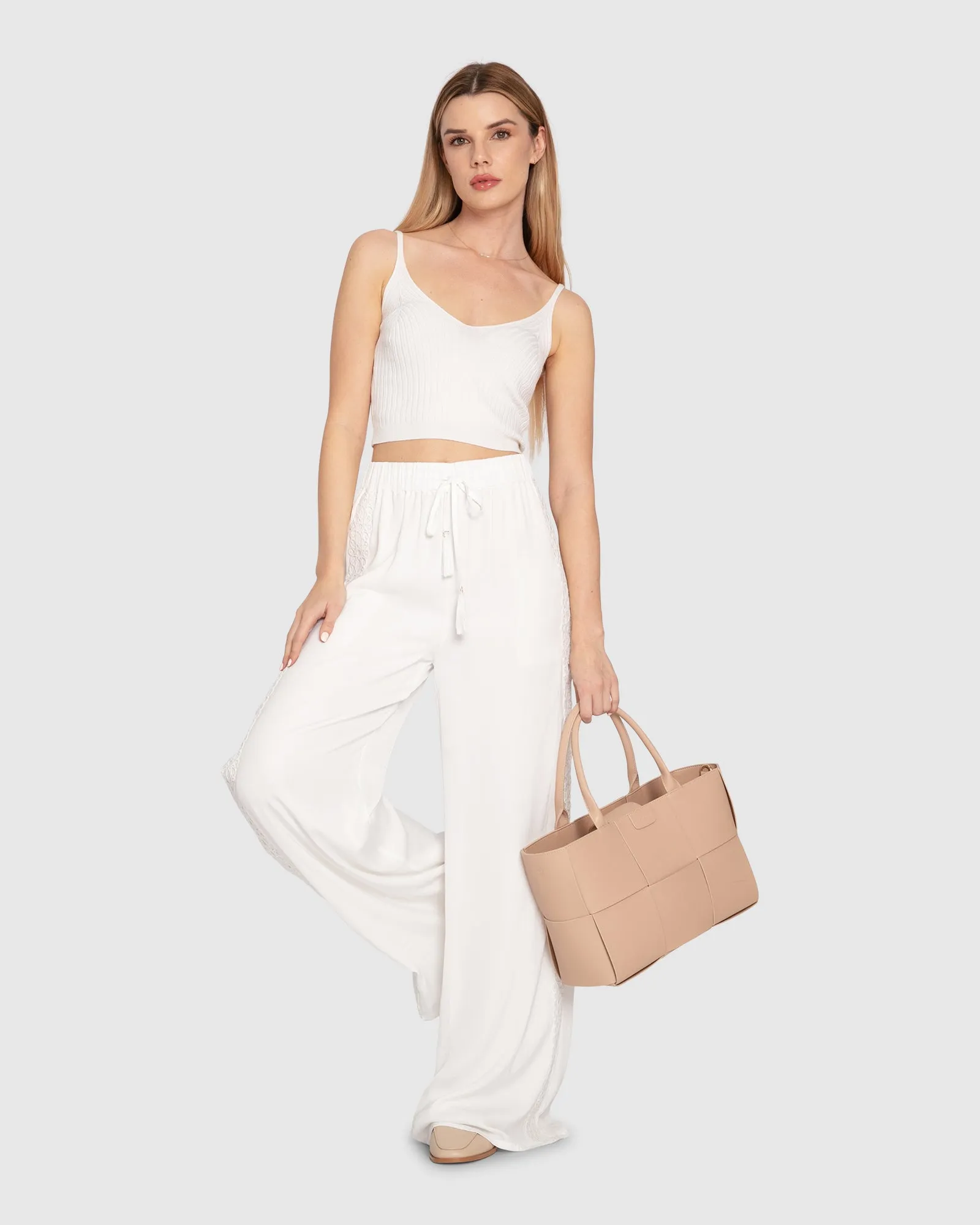 Everywhere All At Once Wide Leg Pant - White