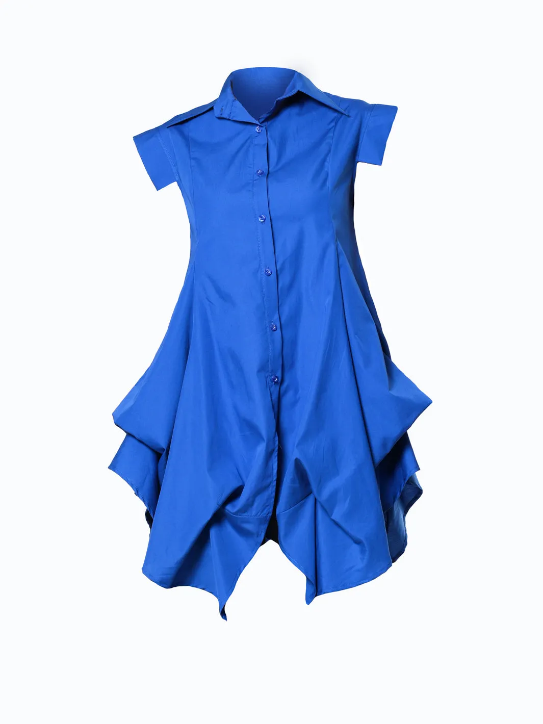 Extravagant Draped Tunic Shirt In Blue