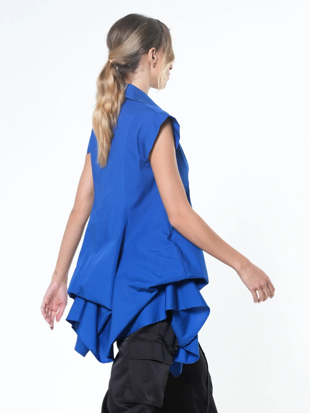 Extravagant Draped Tunic Shirt In Blue