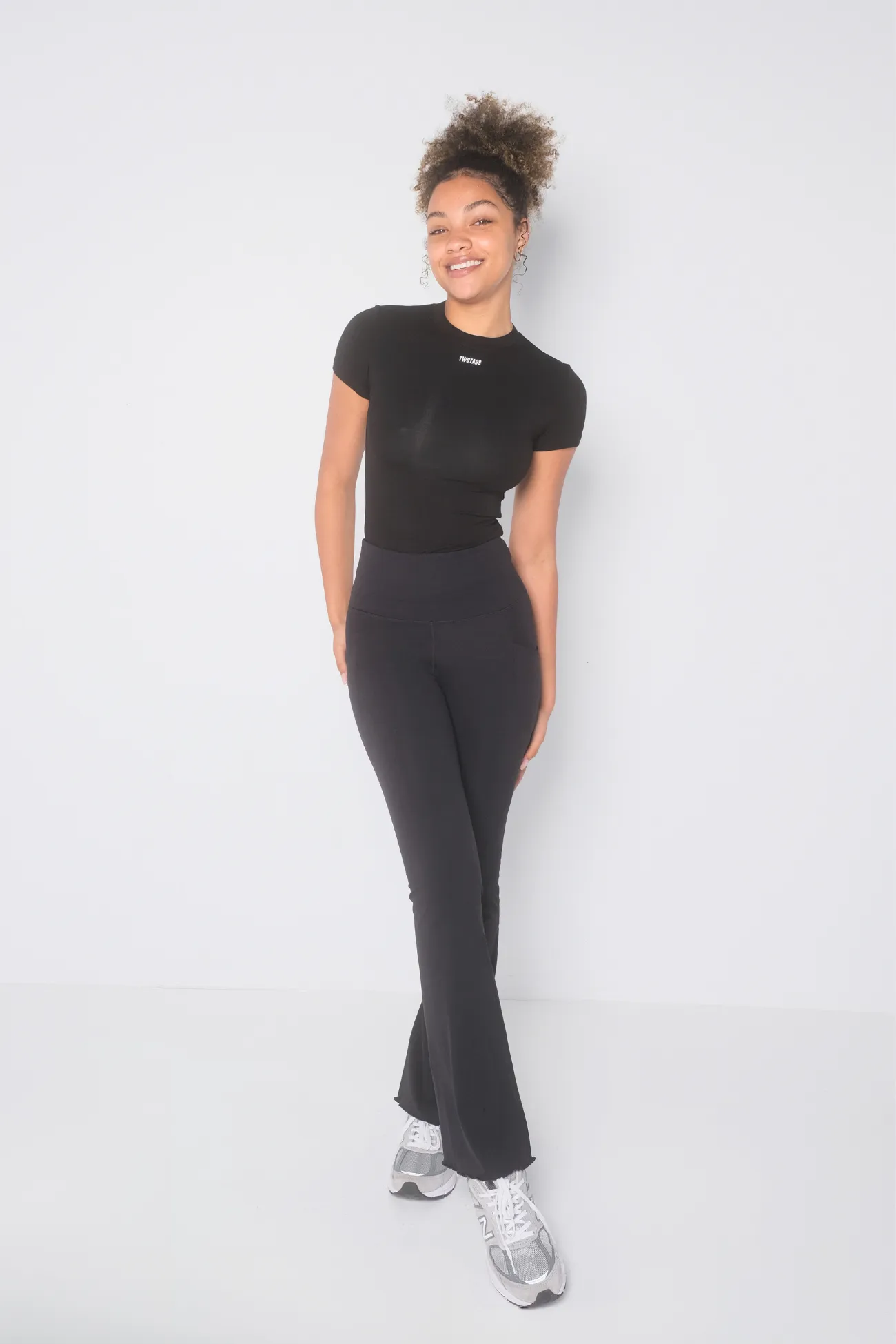 Frill Flare Pocket Leggings - Black