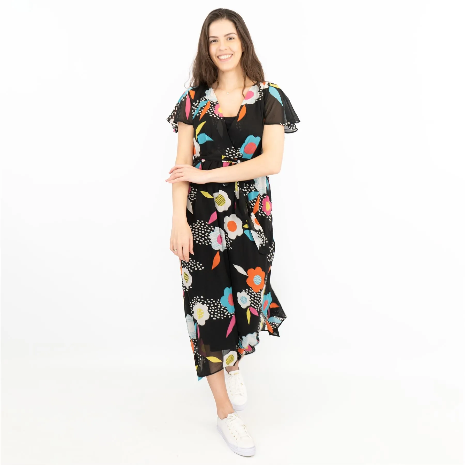 Frugi Celeste River Flower Maternity Nursing Cross Wrap Midi Dress