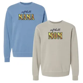 Glitter Embroidery 'Softball Mama/Mom' Cozy Crew