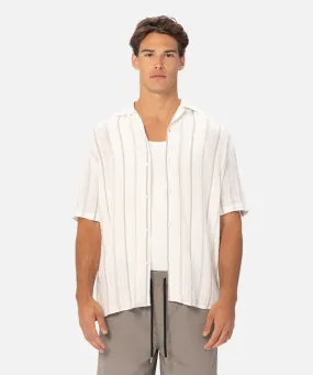 Industrie - The Bolzano Shirt - Linen - Stripe - Off White/Stone