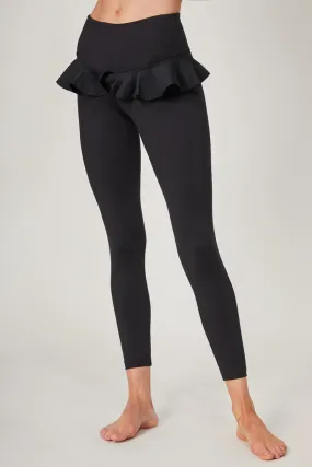 Medium Compression Waisted Leggings with Frill Hip Inset Black